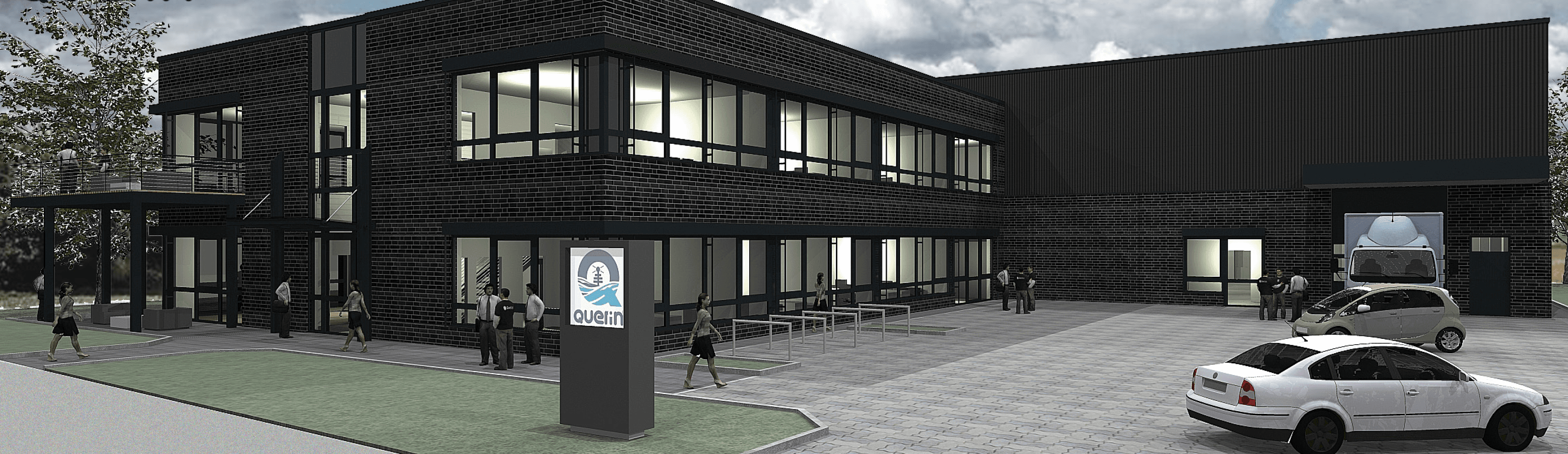 Es wird eine schematische Zeichnung des Neubaus angezeigt